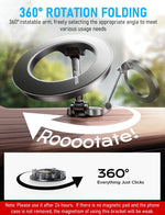 Mag-Safe Car Phone Mount & Stand, 360° Rotatable Holder for iPhone 15/14/13/12 - Strong Magnet, Hands-Free GPS, Zinc Alloy Design, Easy Self-Adhesive Installation for Office Kitchen Bedroom