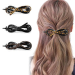 HASTHIP® Clips de Lazo para el Pelo Mujer Niña 3 Piezas - Estilo Francés de Cuero,Pinza Pato Antideslizante,Sujeción Fuerte Accesorios Cabello Elegantes para Coletas y Moños