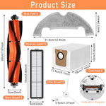 HASTHIP® 9Pcs Replenishment Kit, Replacement Parts Compatible with Mi Robot Vacuum X10, Replacement Accessories - 1 Main Brush, 2 Side Brushes, 2 Mop Cloth, 2 Dust Collection Bags, 2 Filters.