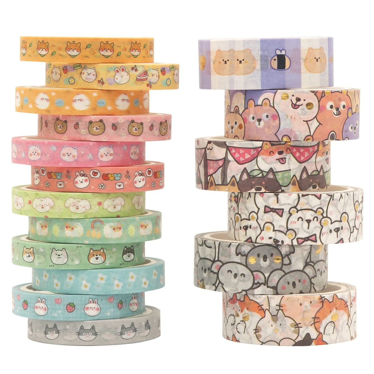 HASTHIP Washi Tape Set for Arts and DIY Crafts with 18 Rolls 3 m Cute Cartoon Design | Removable and Restickable Decorative Tape