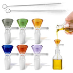 HASTHIP® Glass Funnels with Handle Colored Tops Thick Spill Resistant Glass for Liquids Oils Kitchen DIY Use