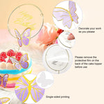 HASTHIP Butterfly Cake Toppers for Birthday Decoration with 60PCS Set and Dual Pink Purple Design | Includes 1 Acrylic and 1 Iron Happy Birthday Topper