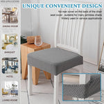 4Pcs Dining Chair Cushioned Seat Chair Cover Elegant Jacquard Grey Cover Stretchy Dacron Seat Cover for Cushioned Seat Chair, Cushioned Dinning Chair