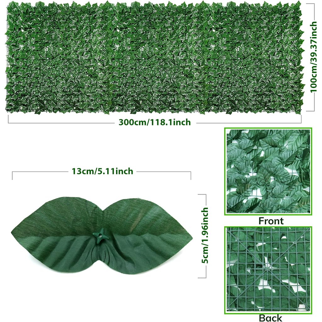 HASTHIP Artificial Grass Trellis for Garden and Balcony with UV Proof Faux Ivy 1×3 m | Green Privacy Fence Panel