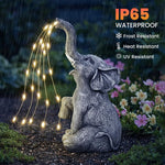 HASTHIP Elephant Resin Statue for Garden and Home Decor with Solar Starry Light 4.5x5.3x10.6 in