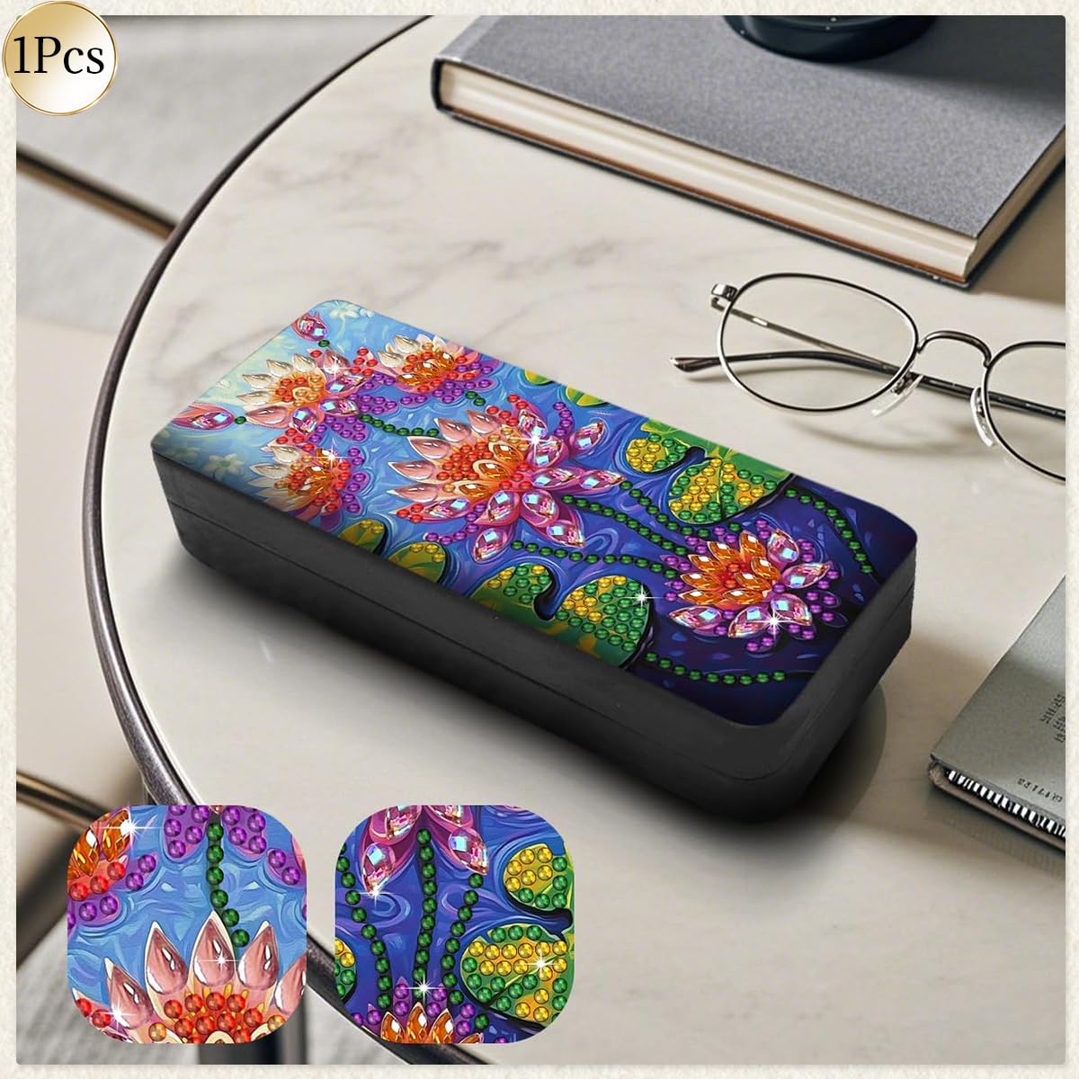 HASTHIP Flower Diamond Art Kits for Adults with Special Shaped Rhinestones | DIY Eyeglasses Case Painting Set for Beginners