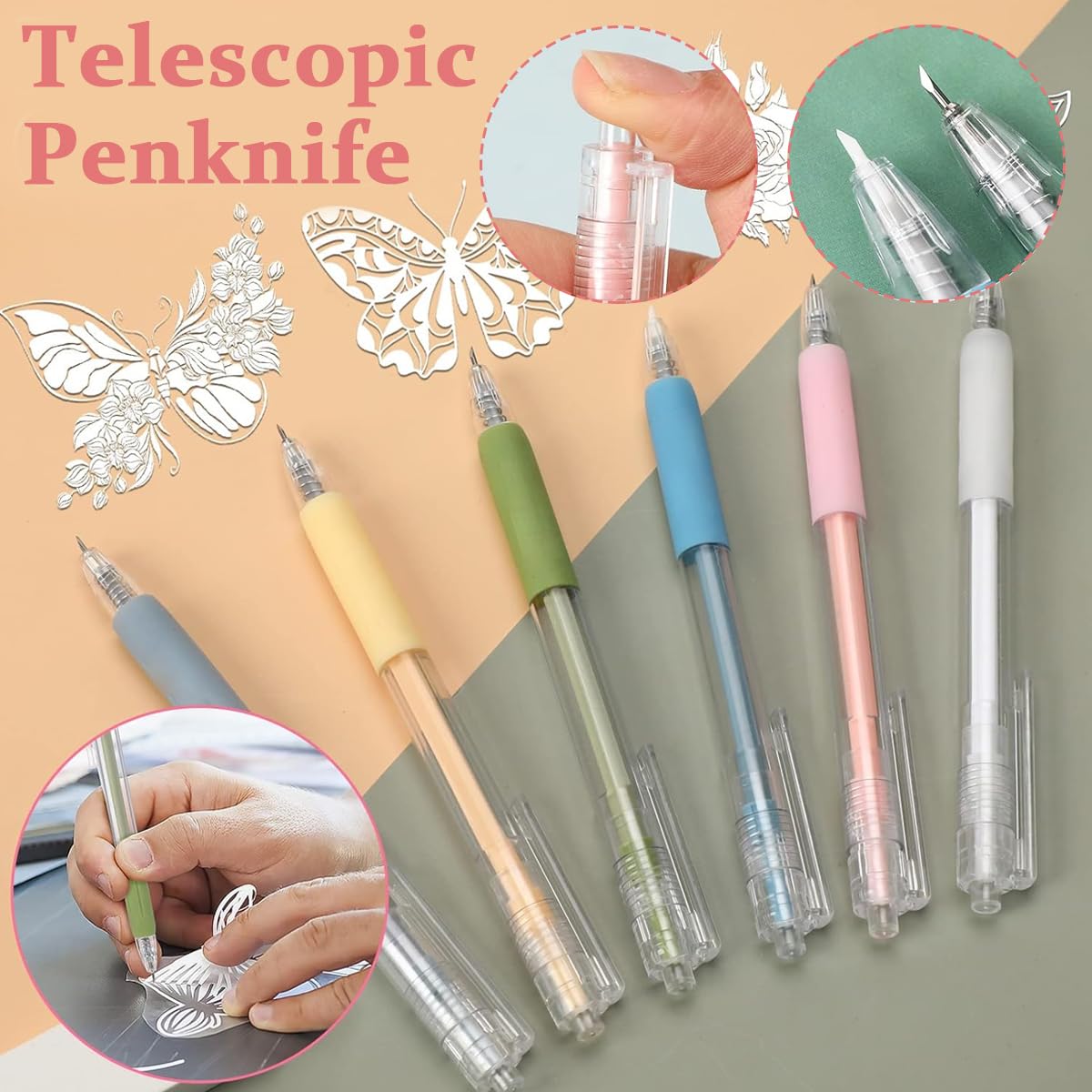 HASTHIP Craft Cutting Paper Pen Set for DIY and Scrapbooking with 14cm ABS Body | 6 Morandi Colors