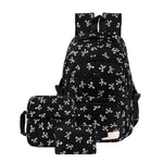HASTHIP® Mochila Escolar para Niñas,Mochila Juvenil con Estilo Preppy,6 Piezas con Lonchera Estuche y Papelería Impermeable de Gran Capacidad para Adolescentes y Viajes - Negra