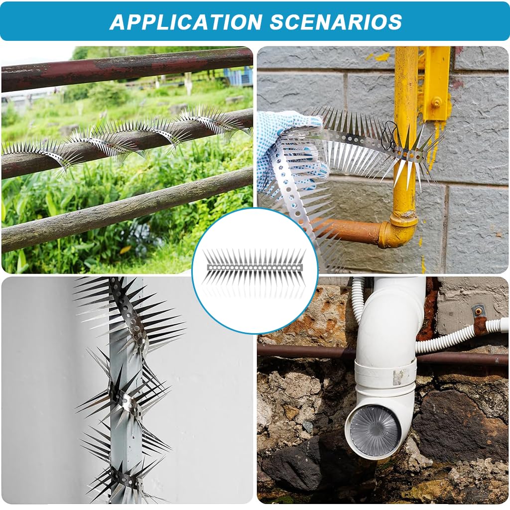 HASTHIP Anti Bird Spike Strips for Pigeons and Cats with Dual Row Design 0.5 m Stainless Steel | Easy Installation