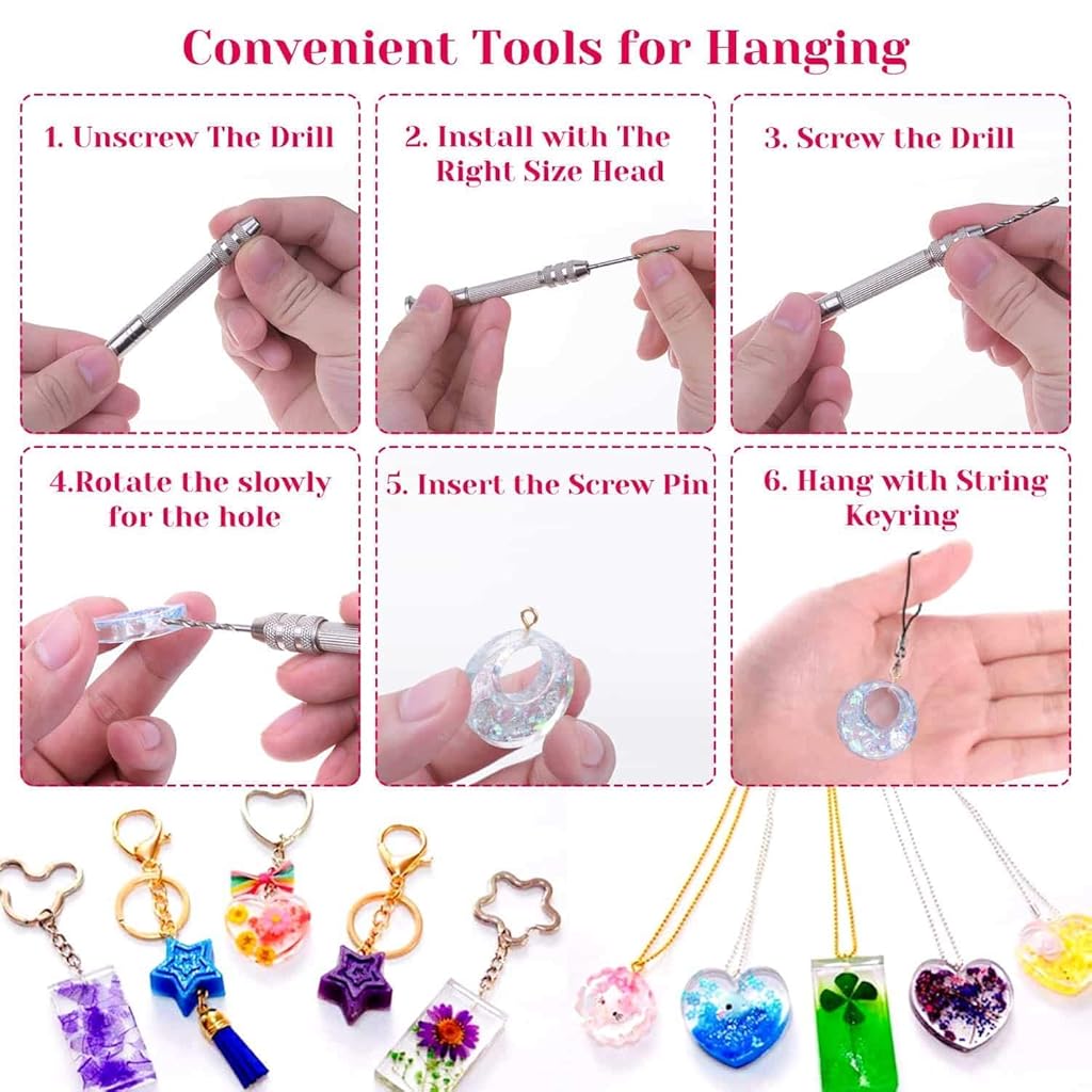 HASTHIP® 282PCS Resin Silicone Casting Mold Kit, Resin Mould Crafts For Making Jewelry Pendant Craft Diy, Christmas Gifts, Multicolor