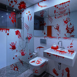 HASTHIP Halloween Horror Decals for Haunted House with 9 Sheets 95 Pcs PVC Stickers | Scary Red Handprint and Footprint Decor