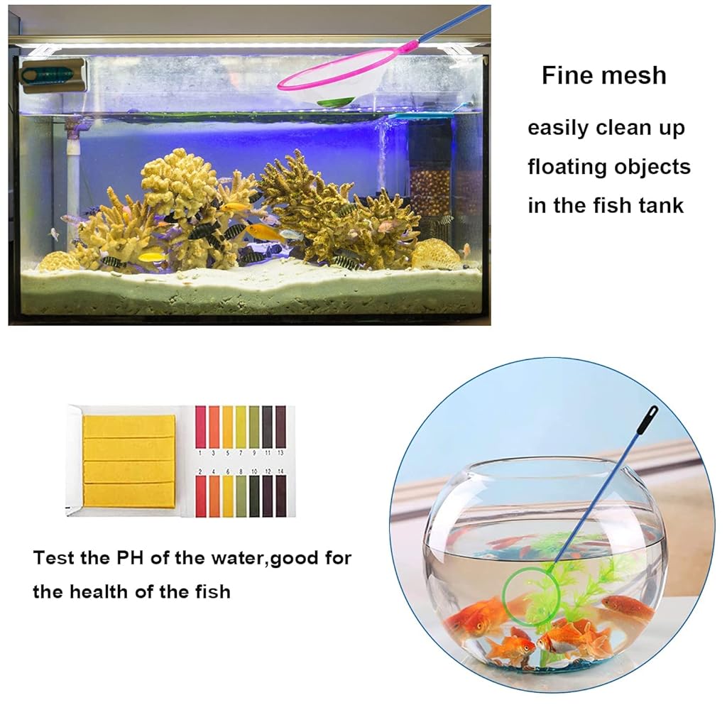 HASTHIP® Kit de Herramientas Aquascaping 7 en 1,Acero Inoxidable para Tanques de Peces,Pinzas Tijeras Espátula Cepillo Limpieza y Red para Plantas Acuáticas y Decoración Acuario