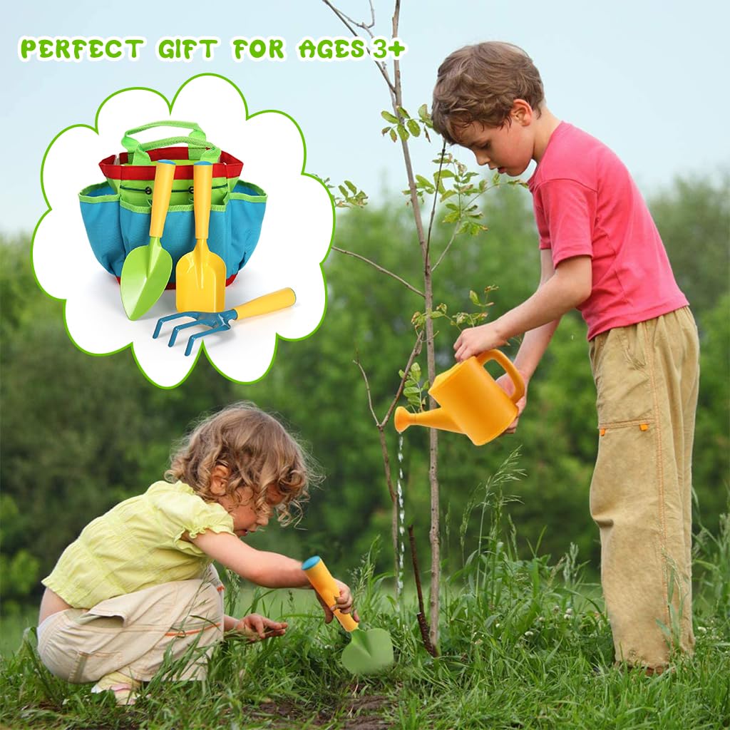 HASTHIP Kids Gardening Tools Kit for Outdoor Play featuring 9 Pieces and Tool Bag | Child Safe Plastic Set