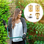 4Pcs Universal Tap Connector, Brass Pipe Connector for Tap, Garden Hose Quick Connectors, 1/2 & 3/4 Inch Universal Faucet Adapter Tap Connector Sets for Garden Bathroom Kitchen Outdoors