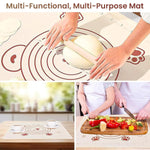 HASTHIP Silicone Baking Mat for Dough Rolling with Non Stick Surface and Measurement 19.6x15.7 in | Includes Scraper and Brush