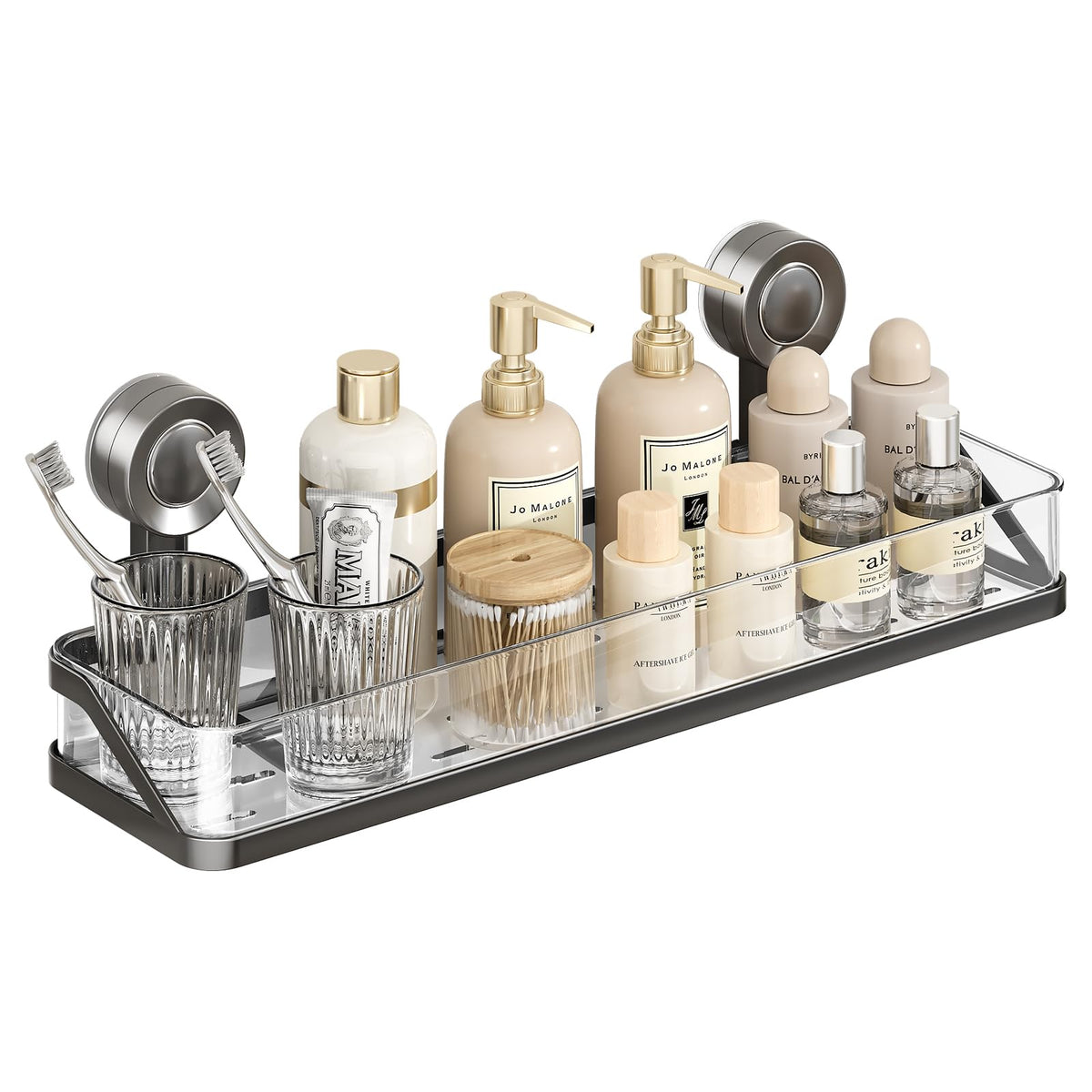 HASTHIP® Shower Caddy Suction Cup Large Capacity Detachable No Drilling Bathroom Organizer Rustproof Wall Mounted Shelf for Bathroom Storage