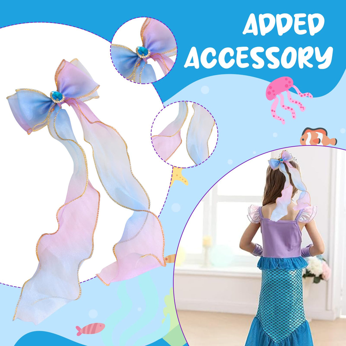HASTHIP® Mermaid Dress for Girls - Little Mermaid Costume for Girls with Bag Princess Dresses for Girls Gift Birthday Party