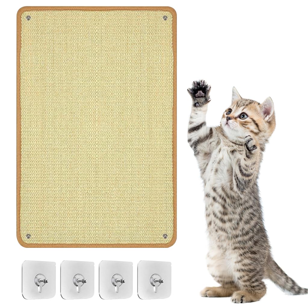 HASTHIP® Cat Wall Scratcher - Sisal Scratch Pad for Cats - Wall Scratching Post with Traceless Stickers