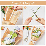 HASTHIP Flower Wrapping Paper for Bouquets with Transparent Front and 20Pcs Brown Print | Ideal for Florists and Weddings