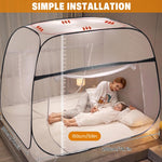 HASTHIP Pop Up Mosquito Net Tent for Double Bed with Dual Zip Doors and Mattress Straps | 200×150×150 cm Breathable Mesh Blue