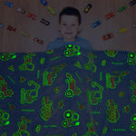 HASTHIP Glow in The Dark Blanket for Kids 200x150 cm with Soft Flannel Fleece | Cozy Cartoon Throw for Boys and Girls