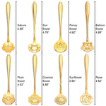 Hasthip Flower Spoon Set for Coffee and Tea with 8 Patterns | 410 Stainless Steel 11.9 cm
