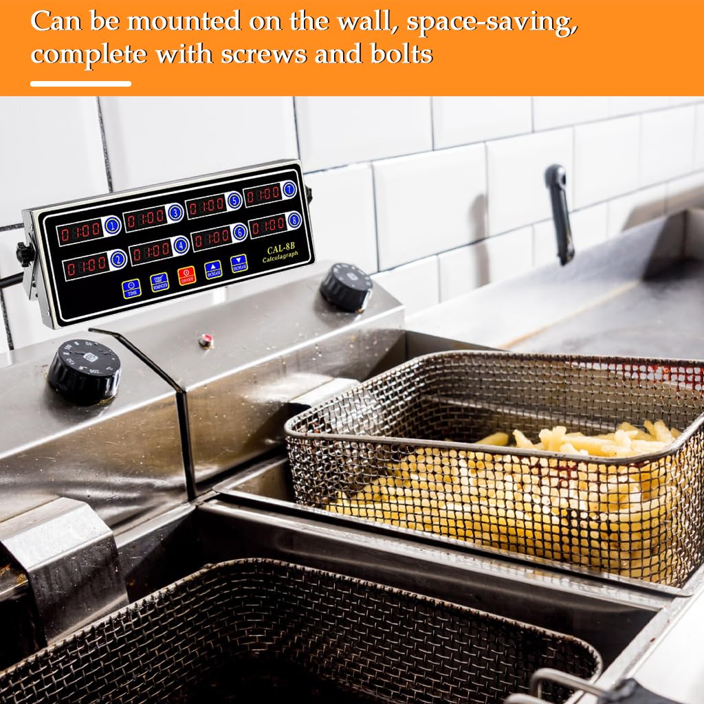 HASTHIP Commercial Kitchen Timer for Restaurants with 8 Channel Display and Loud Alarm | Programmable Cooking Reminder