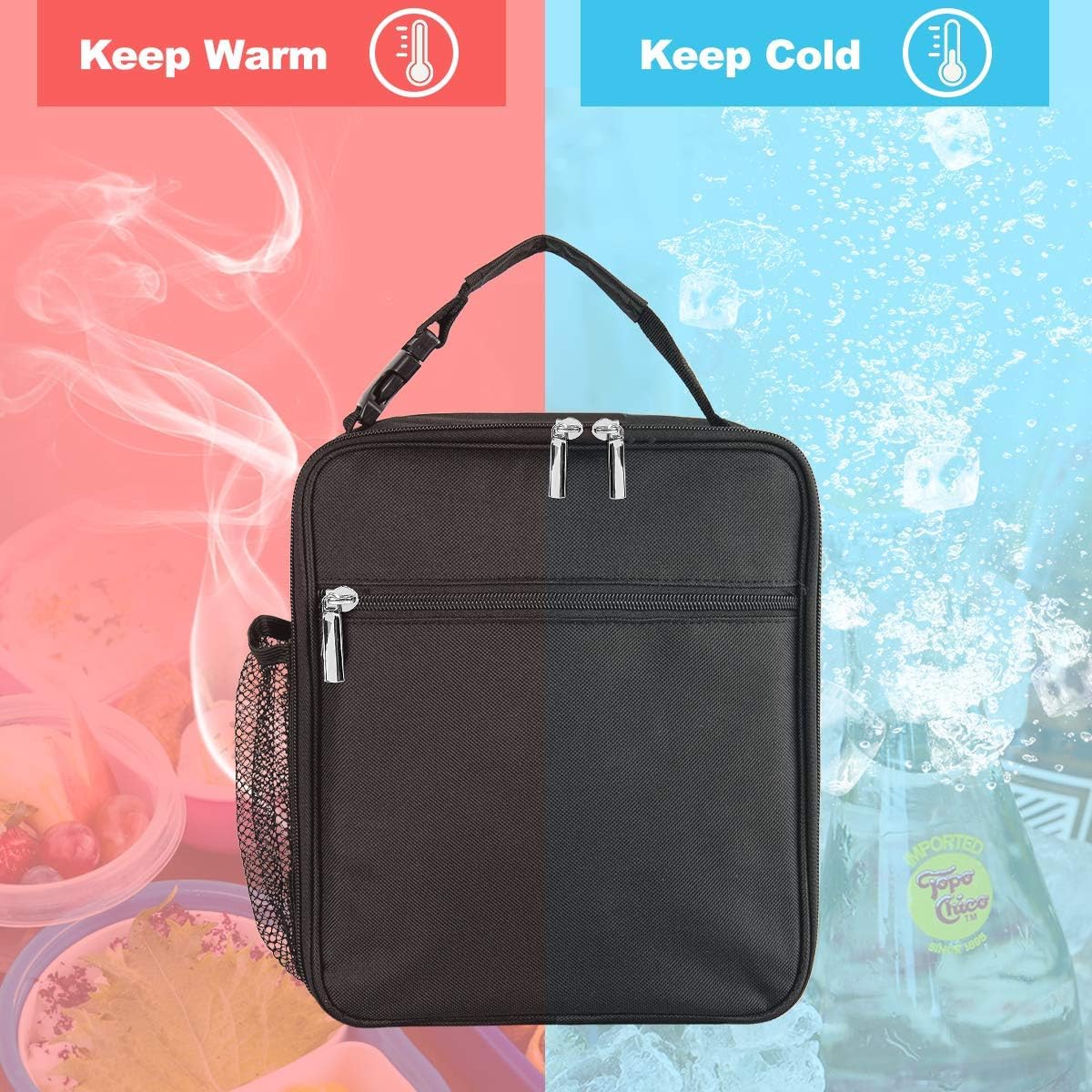 HASTHIP Lunch Box for Work and Picnic with Quick Release Buckle Handle 8.7×4.5×10.2 in Black