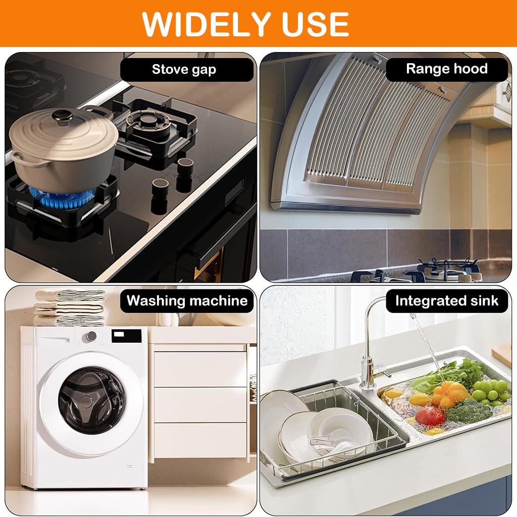 HASTHIP Stove Gap Covers for Cleaner Counters with Spring Notches 13.8 to 27.6 in Stainless Steel