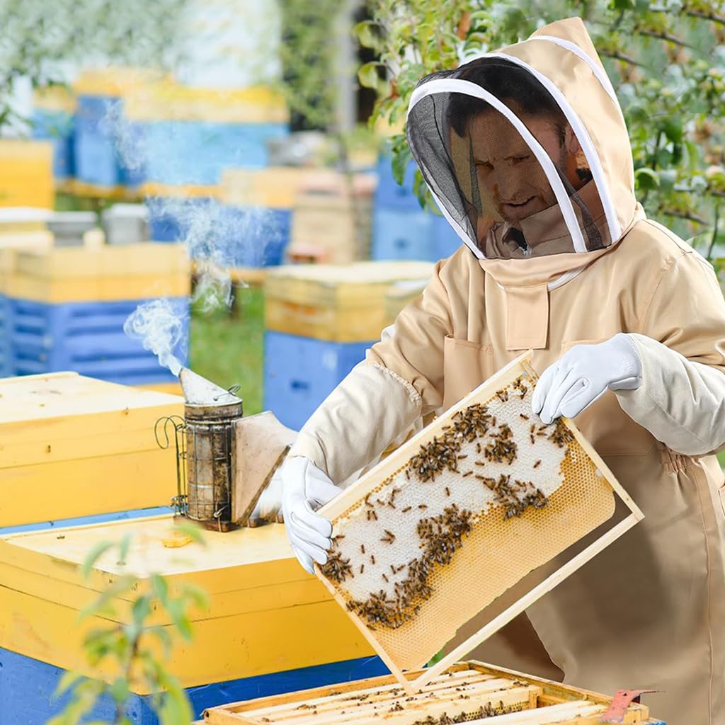 HASTHIP Beekeeping Suit for Men and Women with Mesh Veil Zip Hood & Gloves | XL Protective Workwear