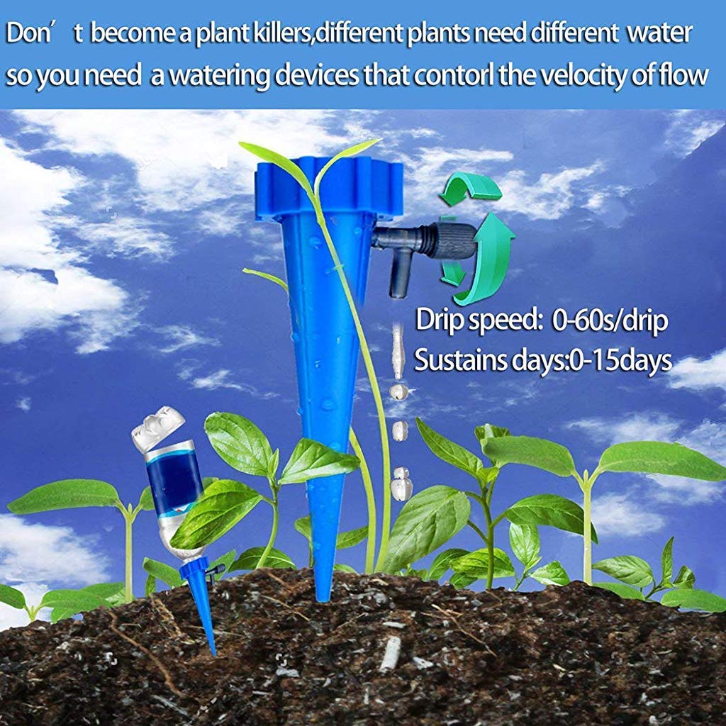 HASTHIP Drip Irrigation Kit for Home and Office Plants featuring Adjustable Valve | 12 Pcs ABS Self Watering Spikes