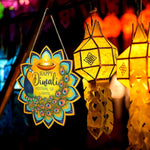 HASTHIP Diwali Door Hanging for Home and Party Decor with Rope 9.84 in Wood Peacock Sign