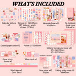 HASTHIP Scrapbook Stickers Kit for Journals and Planners with 346 pcs A6 Grid Notebook | Vintage Papers and Washi Tapes for DIY Crafts