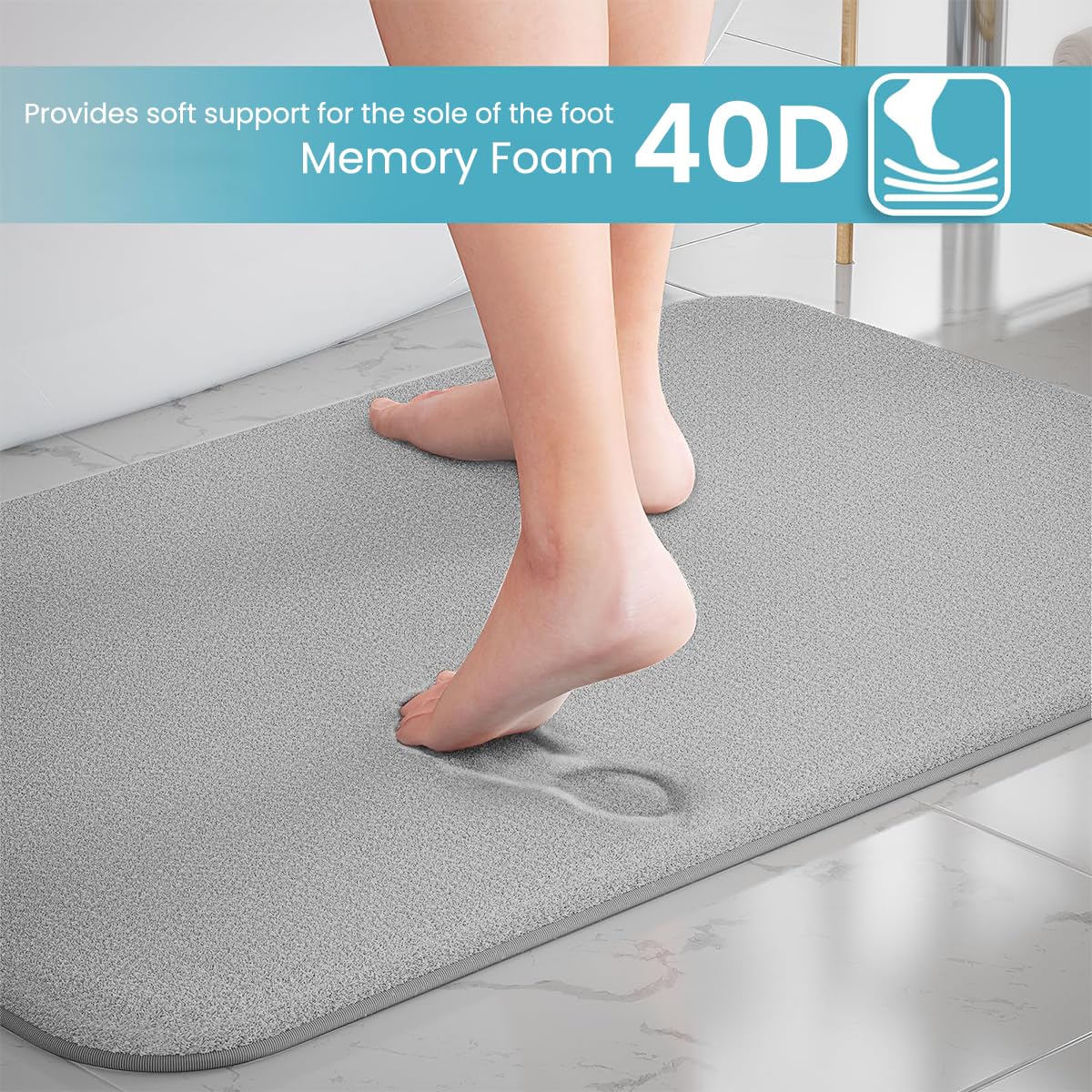 HASTHIP Bathroom Floor Mats Set for Bathroom and Kitchen with 3 Sizes | Memory Foam Anti Slip Quick Dry Mats