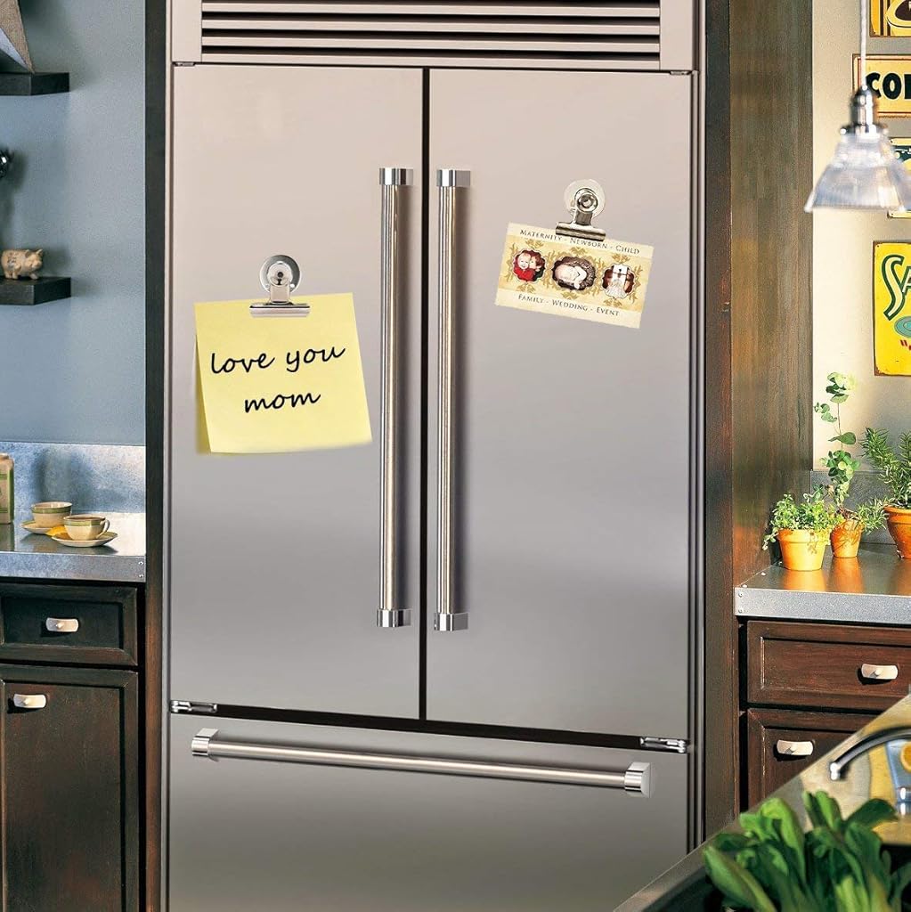 HASTHIP® Magnetic Clips, 10 Pcs Strong Refrigerator Magnetic Hook Clips with Anti-scratch Sticky Pads Included, Fridge Freezer Magnets Office Whiteboard Paper Photo Magnets for Office School Home