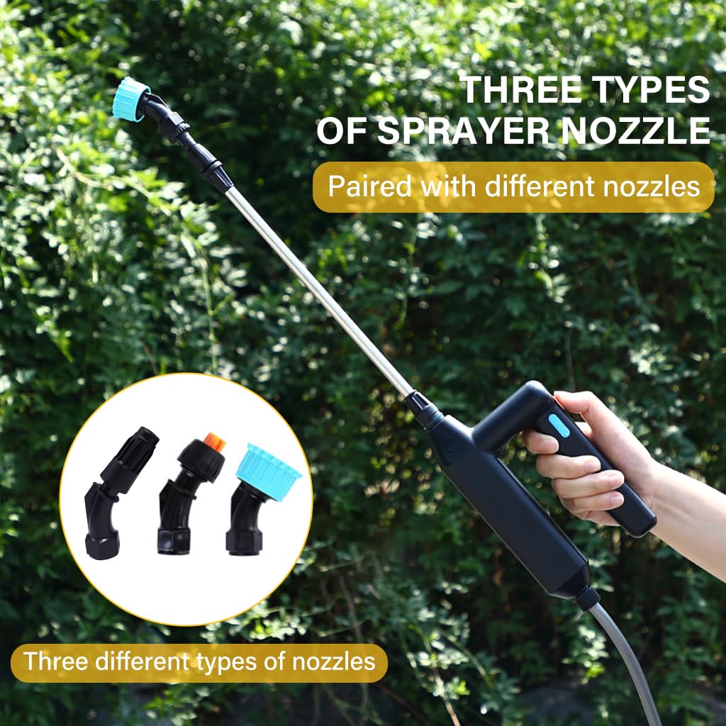 HASTHIP USB Water Sprayer for Gardening with 3 Nozzles and 16.4ft Pipe | 2400mAh Battery