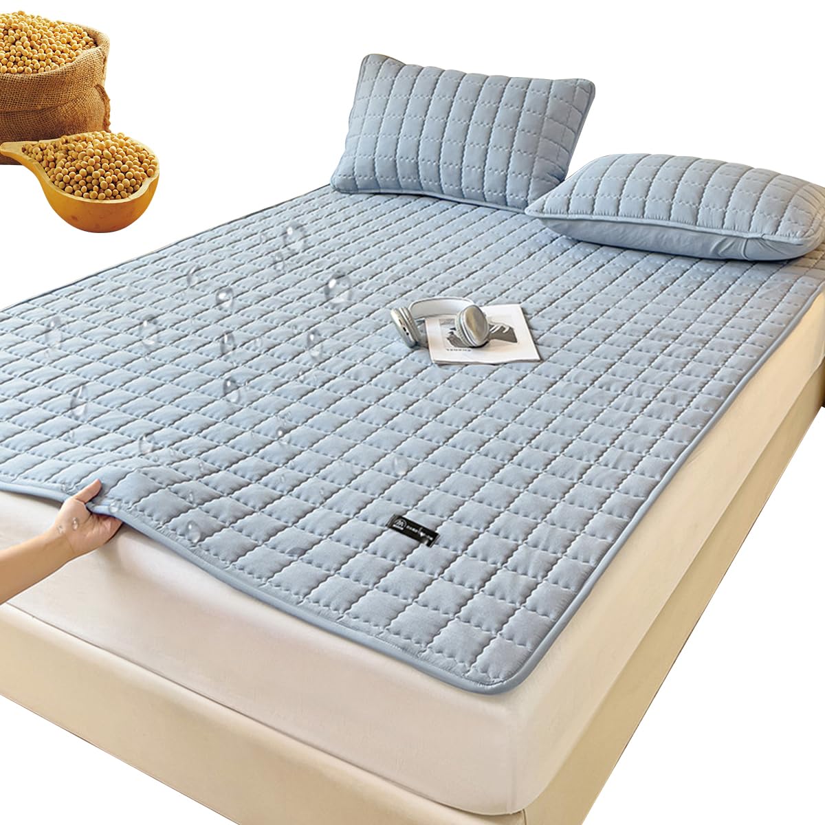 HASTHIP Thin Bed Mattress 59x78 in for Comfortable Sleep with Elastic Corner Straps | Cotton Waterproof Sheet
