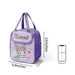 HASTHIP® Insulated Lunch Bag Kawaii Cartoon Kuromi Lunch Box Bag Handbag Bento Bag School Lunch Bag for Girls Picknic Food Bag, 20x13.5x23cm