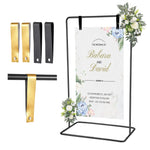 HASTHIP® Backdrop Stand for Decor - 50x80x175cm Metal Gold Floor Arch Stand Frame Wedding Photo Display Stands with Weighted Base for Ceremony, Birthday, Party Supplies
