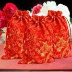 HASTHIP Drawstring Bag Pouches for Gift Packaging featuring Secure Closure | 20pcs Red Satin 7.08×5.1 in