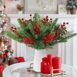 HASTHIP Christmas Tree Ornaments for DIY Decoration with 60Pcs Pine and Red Berry Set