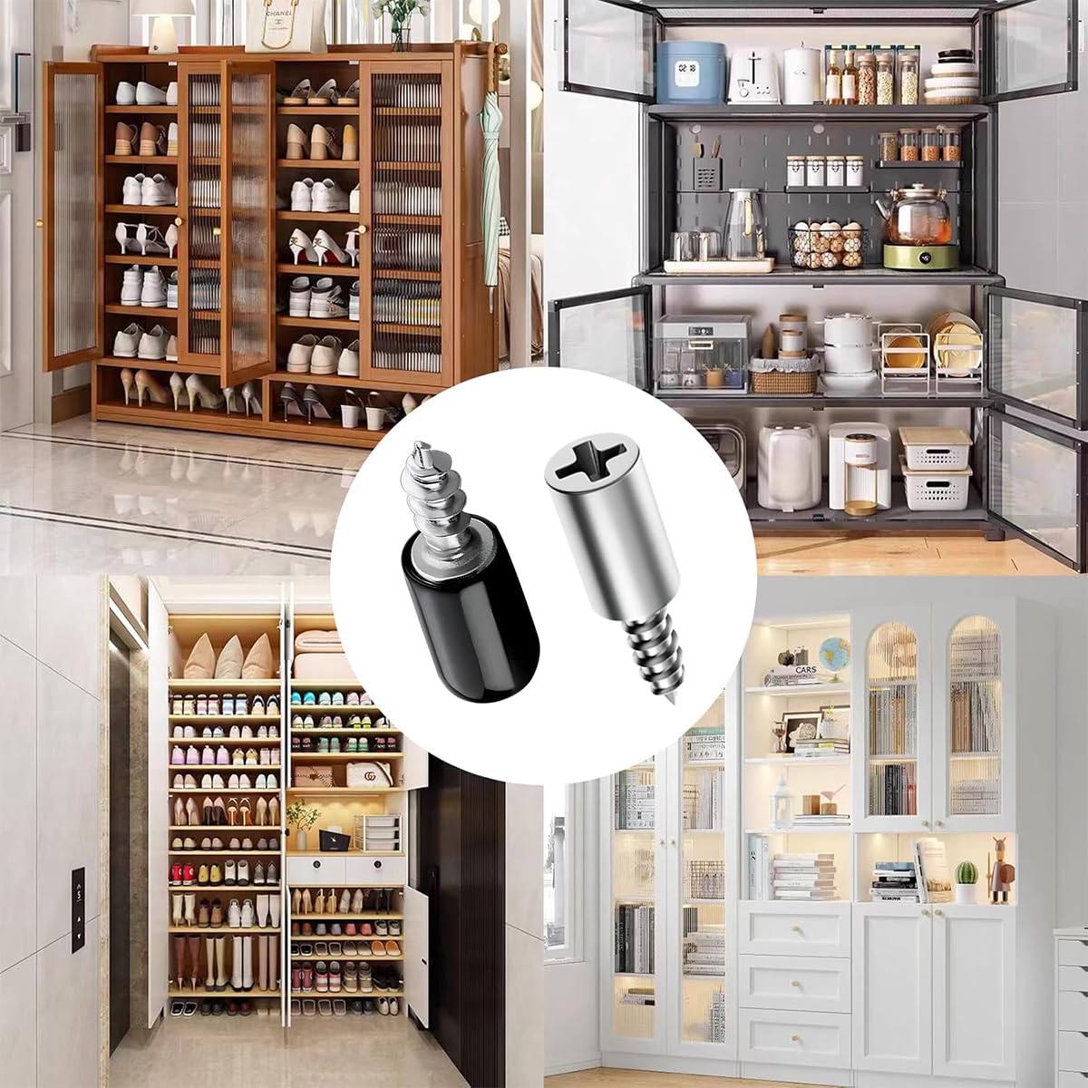 HASTHIP Shelf Support Pegs for Cabinets and Closets featuring Anti Slip Silicone Sleeve | 20pcs Black Iron Pins