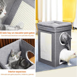 HASTHIP® Foldable Cat House, Cat Bed for Indoor Cats, for Cat Multi Opens Game Tunnel for Cat Double Layer Cat House with Atop Platform & Cat Scratcher Board DIY Assembly Cat House All Season Use