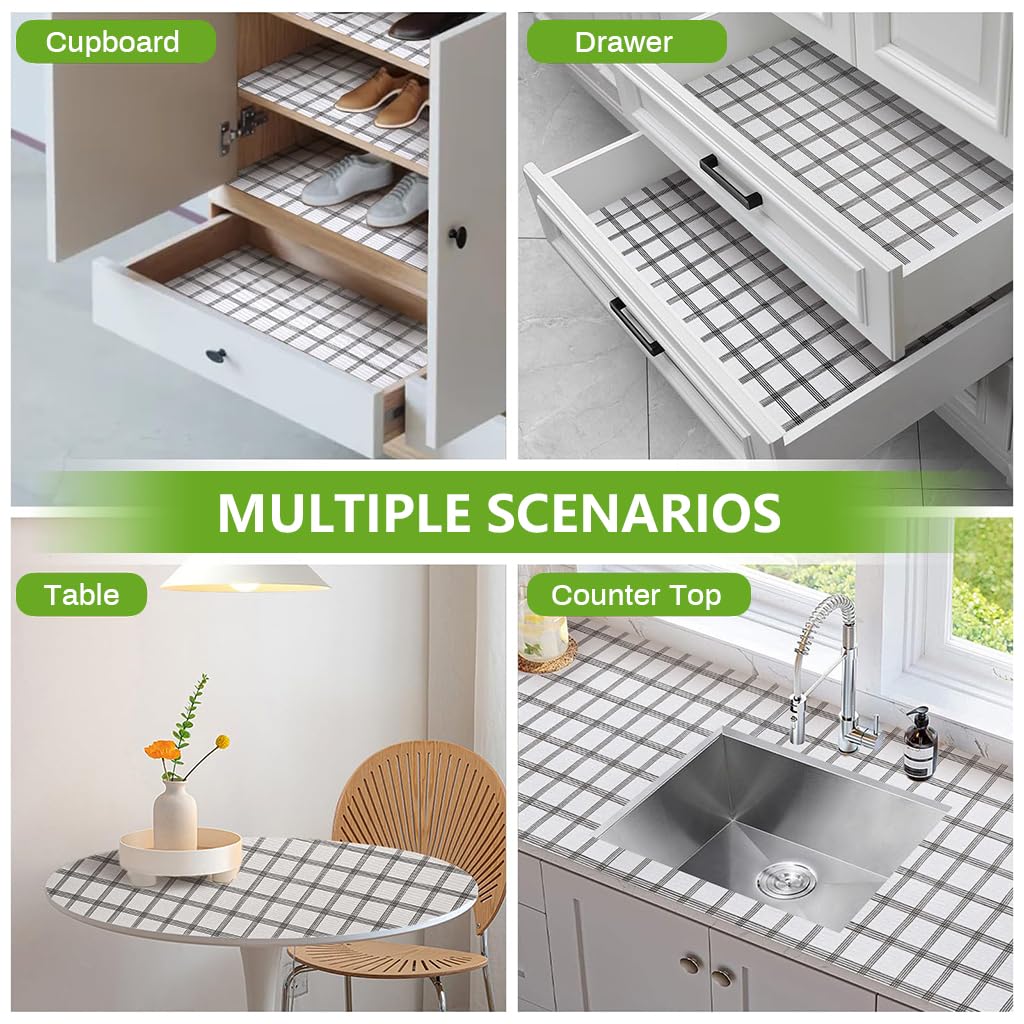 HASTHIP Cabinet Liner Mat for Shelves and Drawers with Anti Slip Check Pattern | 45cm x 300cm Waterproof PVC Sheet