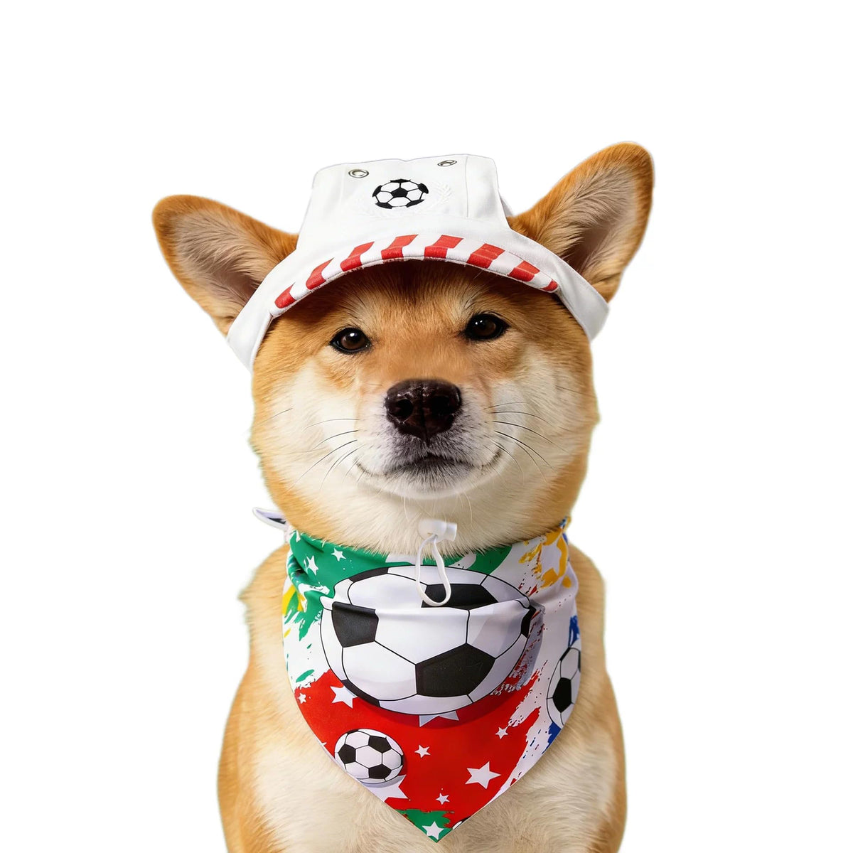 HASTHIP® Sombrero para Perros con Estampado de Fútbol y Bandana,Gorro Deportivo Impermeable para Perros Medianos con Orificios Orejas,Ajustable Cordón Protección Solar de Verano - Azul