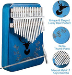 HASTHIP® Kalimba Piano de Pulgar 17 Teclas,Instrumento Musical de Madera con Martillo Afinación,Bolsa Pegatinas Libro Aprendizaje Protección Dedos Regalo Portátil para Niños y Adultos