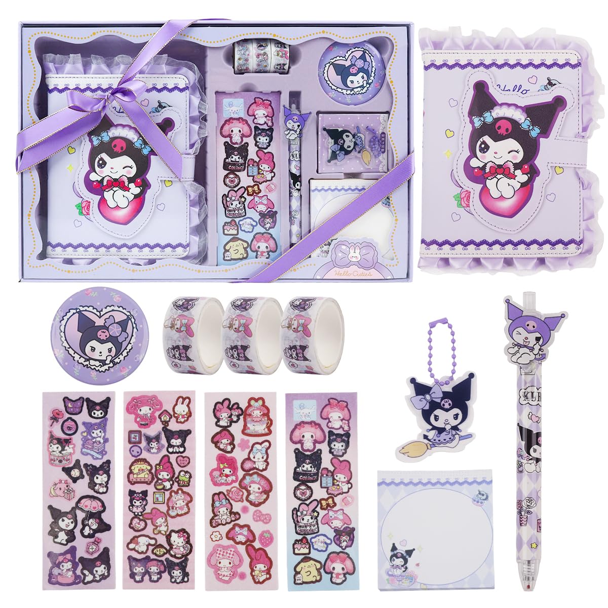 HASTHIP Scrapbooking Gift Set for Girls with Pen Sticky Notes and A5 Kuromi Notebook | Ideal Birthday and Christmas Present