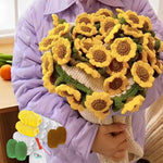HASTHIP® DIY Crochet Art Kit Sunflower Blanket Craft Kit 70cm Dia Round Blanket DIY Crochet Couch Blanket Romantic Sunflower Blanket for Home Decor, Gifting, with Step and Step Guide & Tool Kit