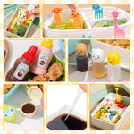 HASTHIP Mini Sauce Bottle Set for Kids with 135 pcs Fruit Forks | Portable Lunch Box Dressing Containers