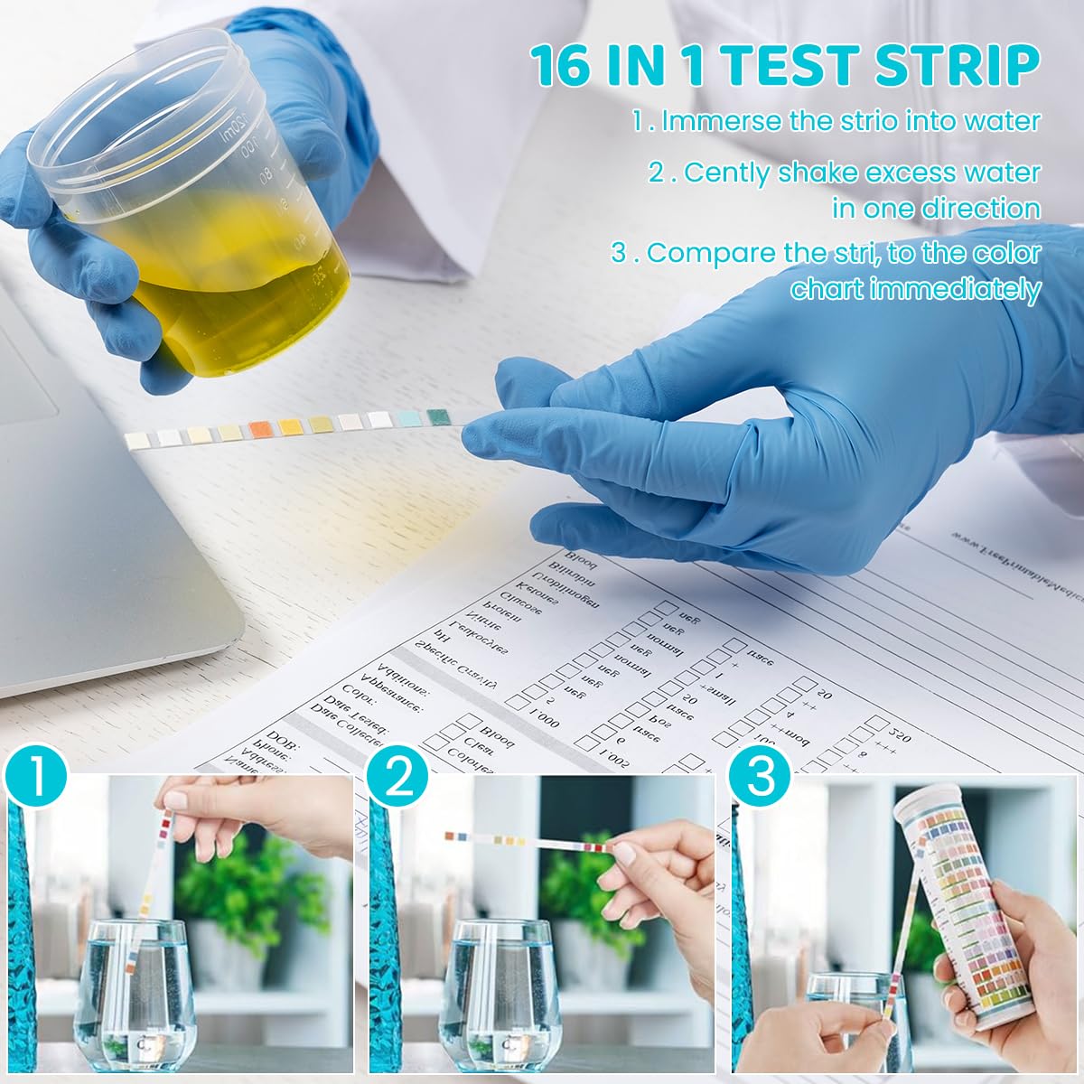 HASTHIP Water Testing Strips for Pool Aquarium and Drinking Water featuring 17 in 1 PVC Design | 125 Count